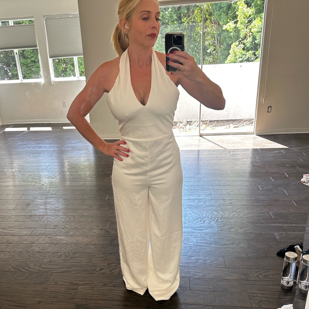 Lulu's White Halter Jumpsuit